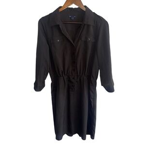 Women's Gap Black Collared Poplin Button Front Dress